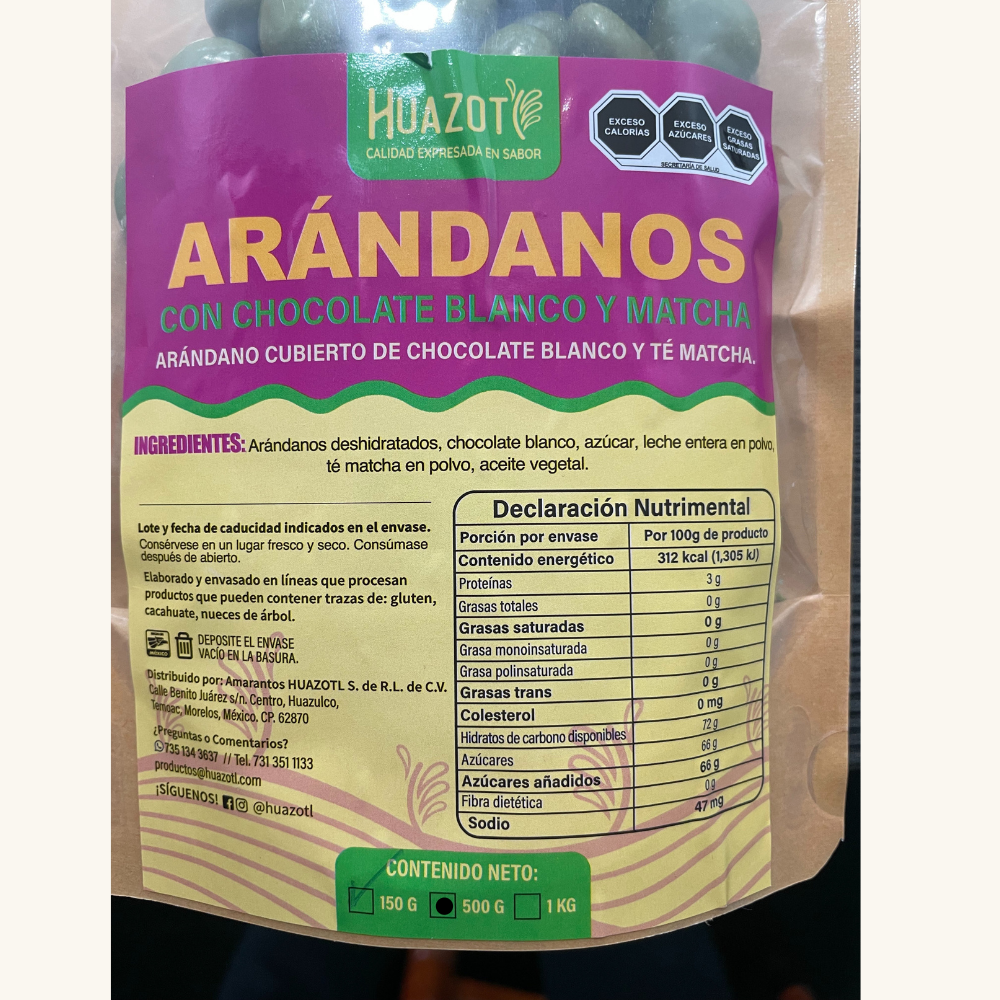 Arándanos con chocolate blanco y matcha